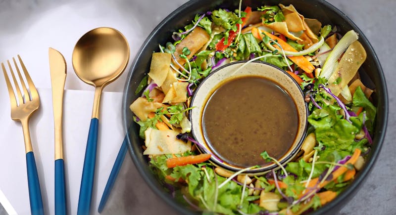 Fresh garden salad with house vinaigrette dressing